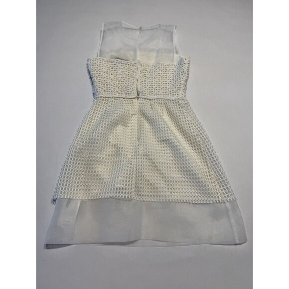 French Connection Glacier Wave White Sheer Mesh Inset Mini Dress Women's 4 - Picture 3 of 4